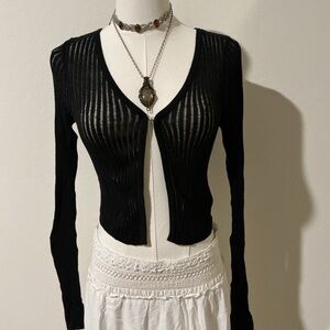 Lovfee Black ribbed knit cardigan